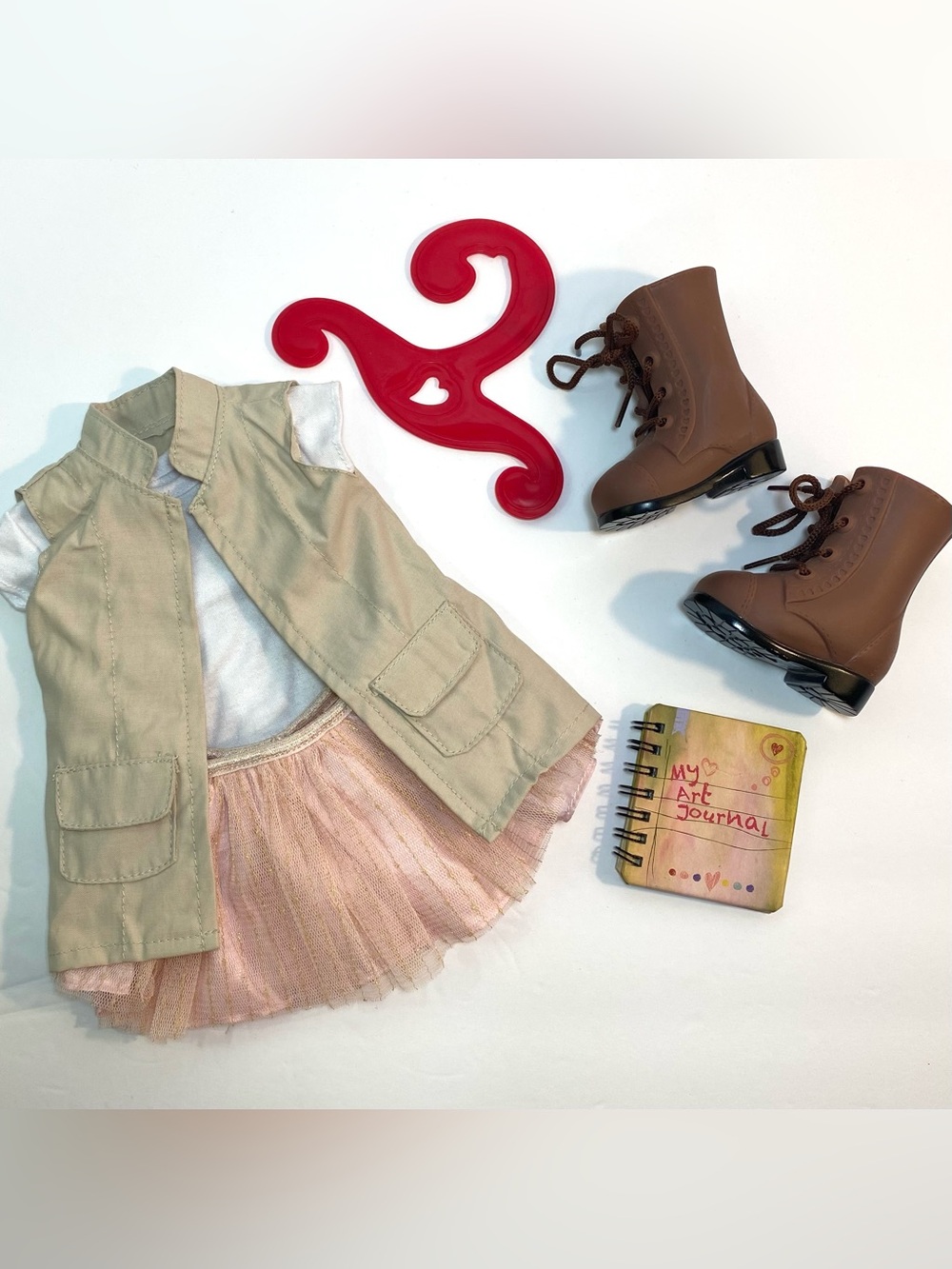 Our Generation 18” Doll Clothes Adventure Seeker Cargo Vest Combat Boots Journal